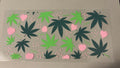 Light & dark green pot plants, light pink hearts