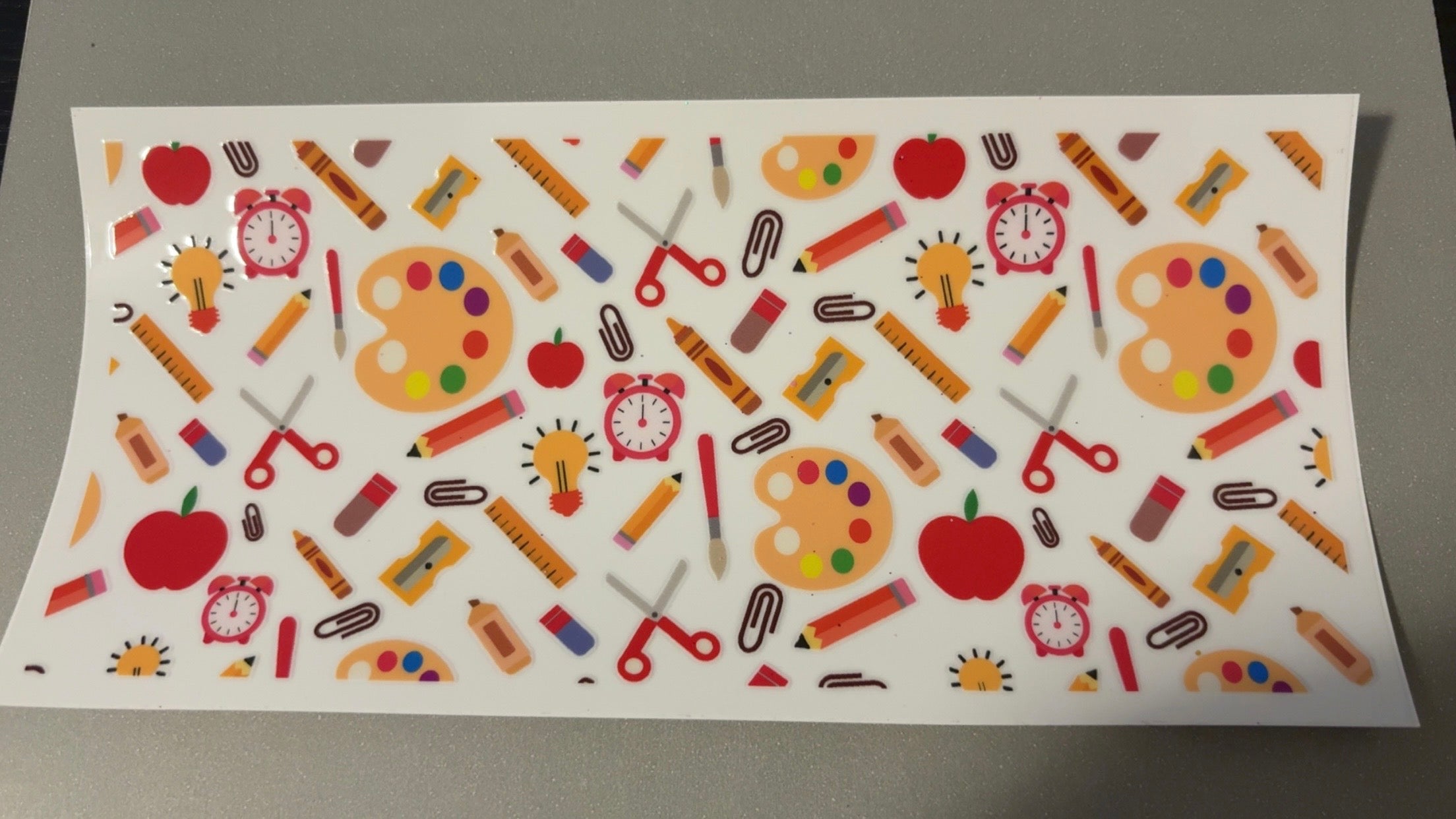 School supplies with paint pallettes