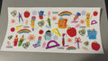 School supplies, apple, rainbows