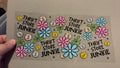 Thrift store junkie, colored coins, colored flowers