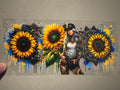 2 sunflowers then a girl