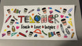 Teacher, school supplies