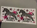 I'm fine thanks, zebra, pink & black stars