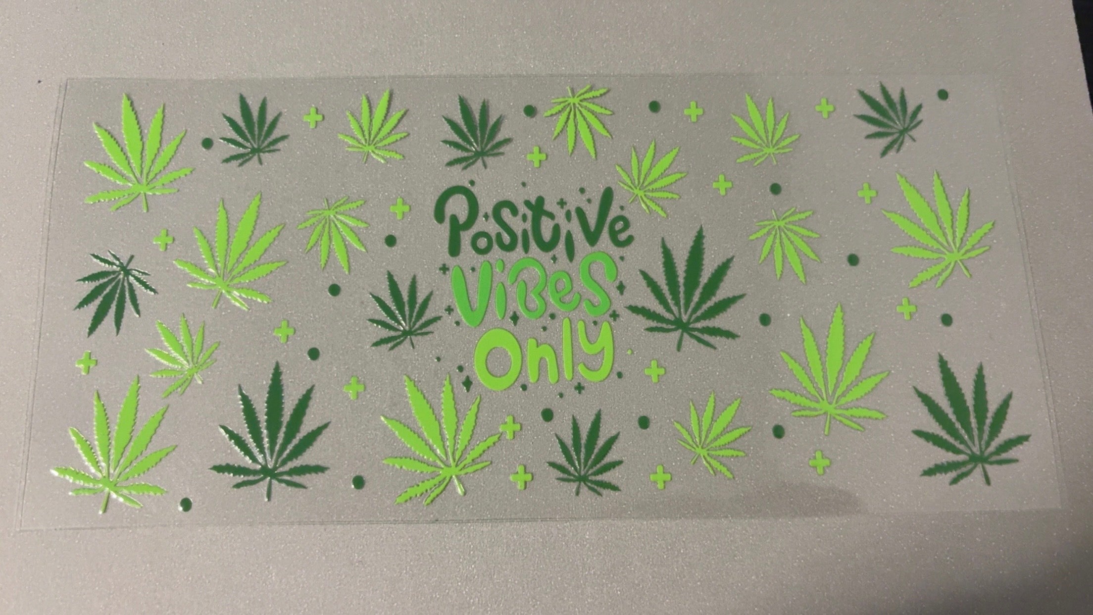 Positive vibes only, light & dark green pot plants, dots, crosses