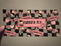 Spank me, butts, checkered background, pink hearts, flames, bows