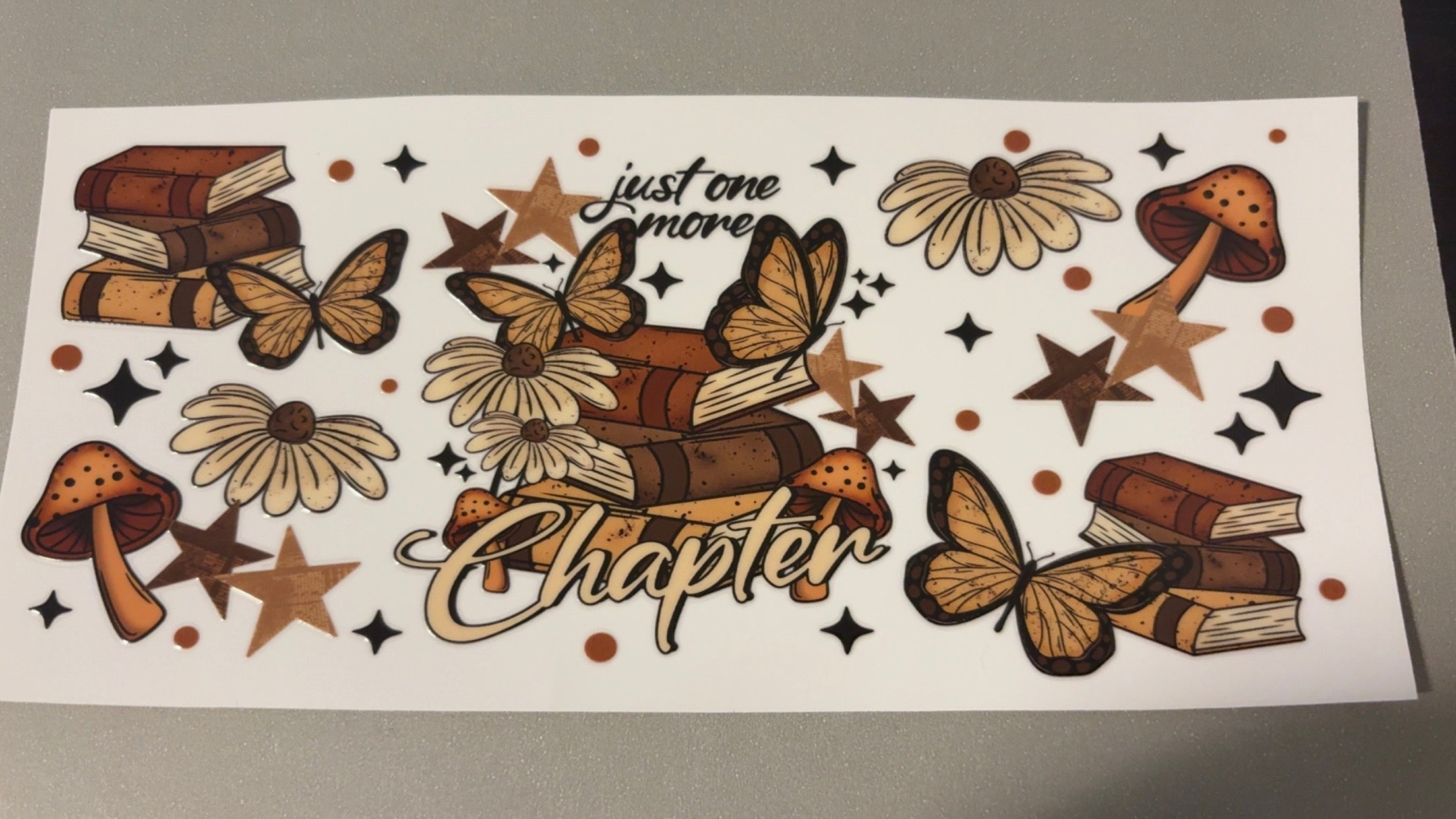 Just one more chapter, books, butterflies, mushrooms