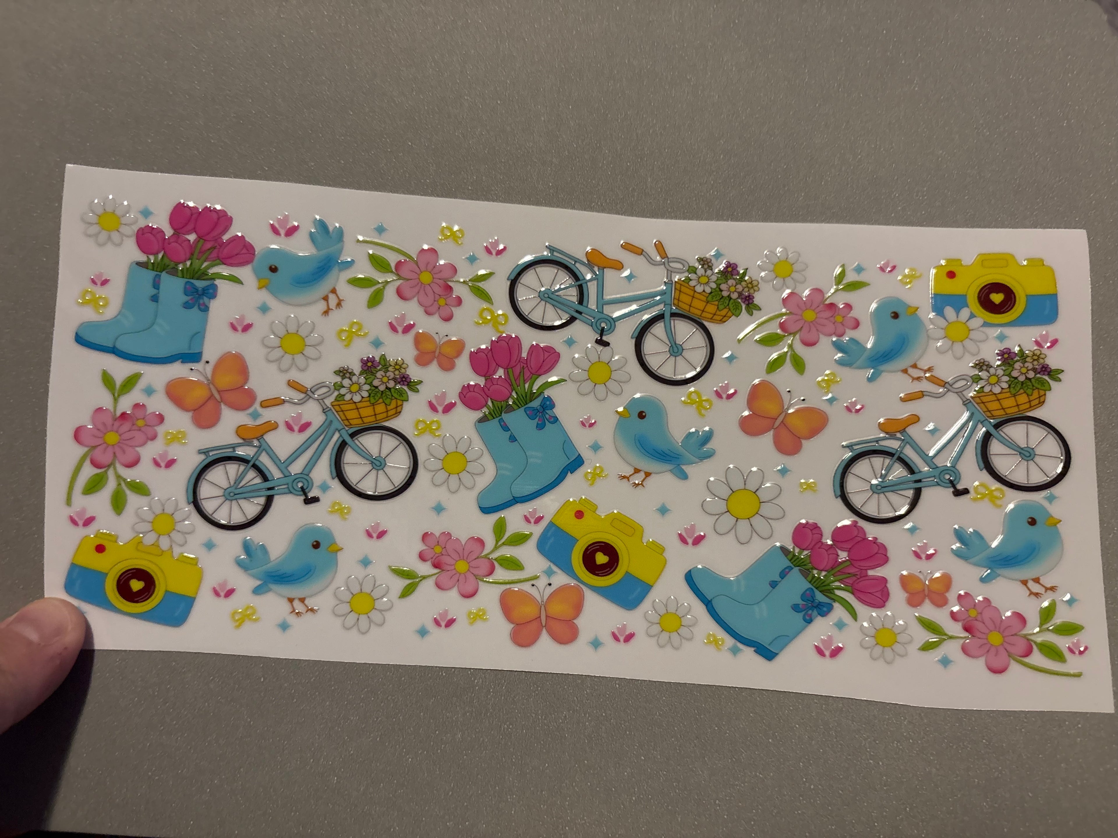 Bikes, with baskets of flowers, rain boots with flowers
