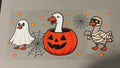 Goose inside pumpkin, ghost duck, spiderweb