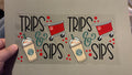 Trips & Sips, starbucks cups, target carts, red polka dots