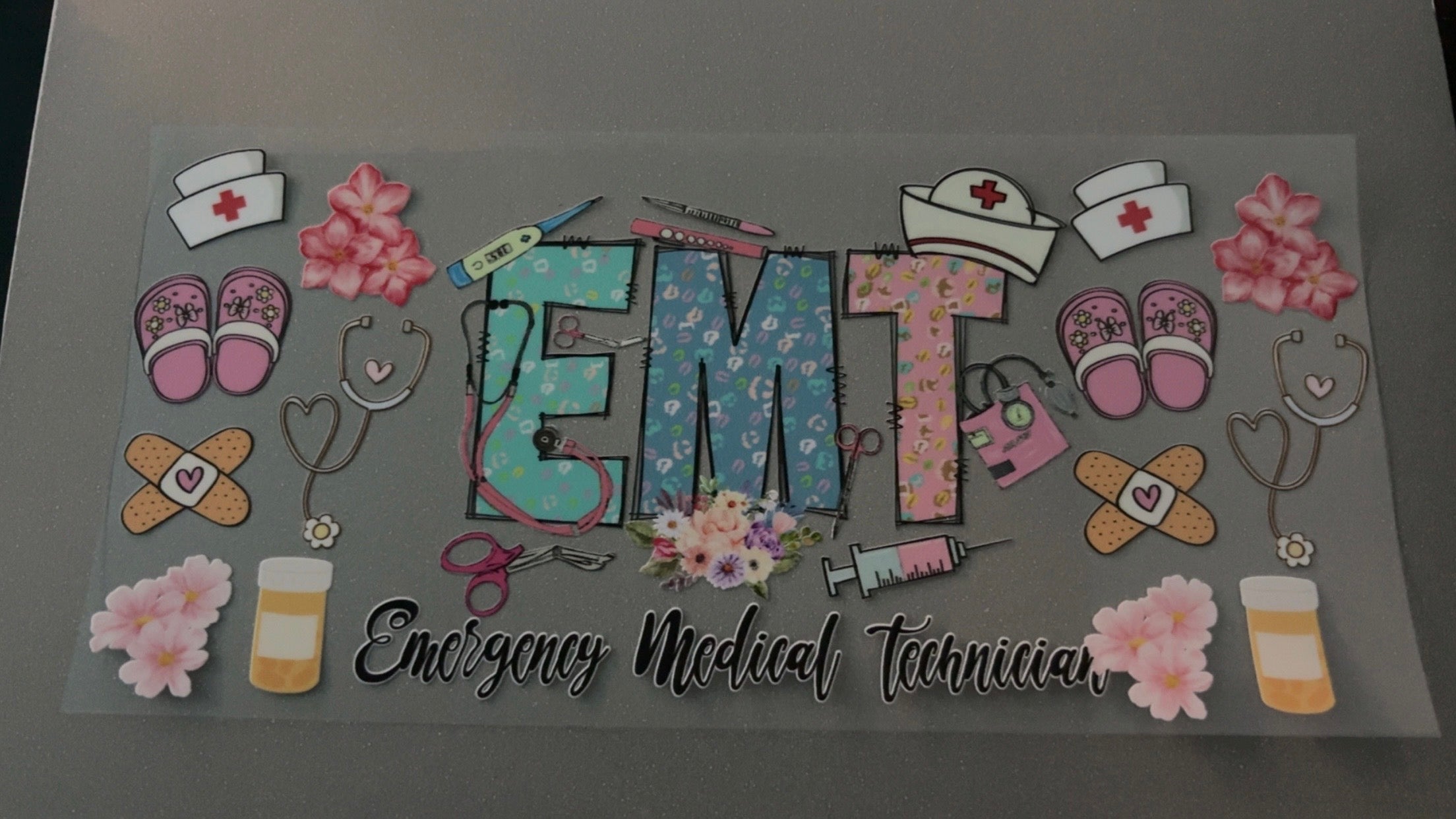 EMT, Emergency Medical Technician, crocs, hats, flowers, bandaids