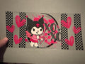 Kuromi, xoxo, pink hearts, checkered stripes