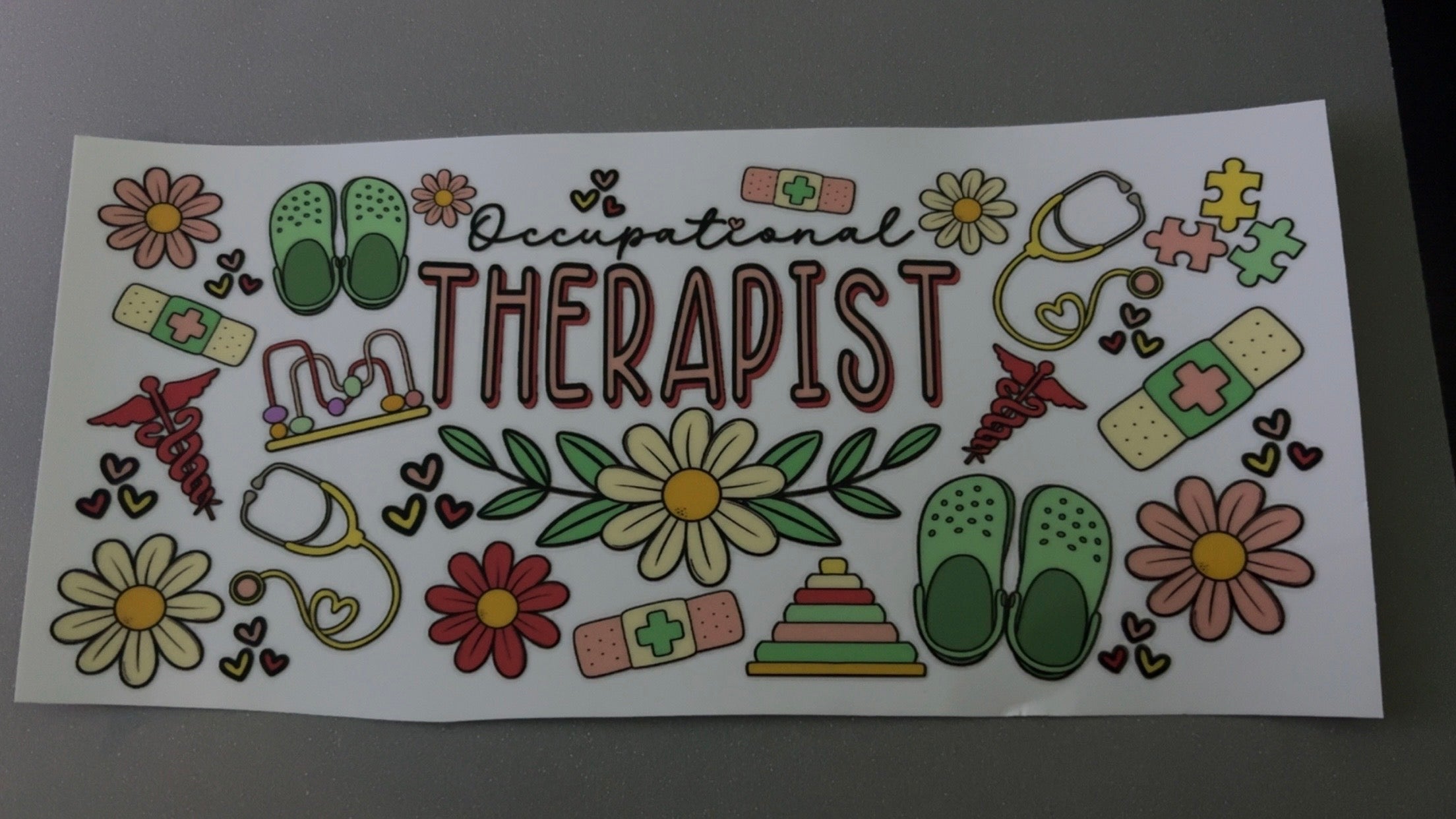 Occupational Therapist, crocs, flowers, bandaids