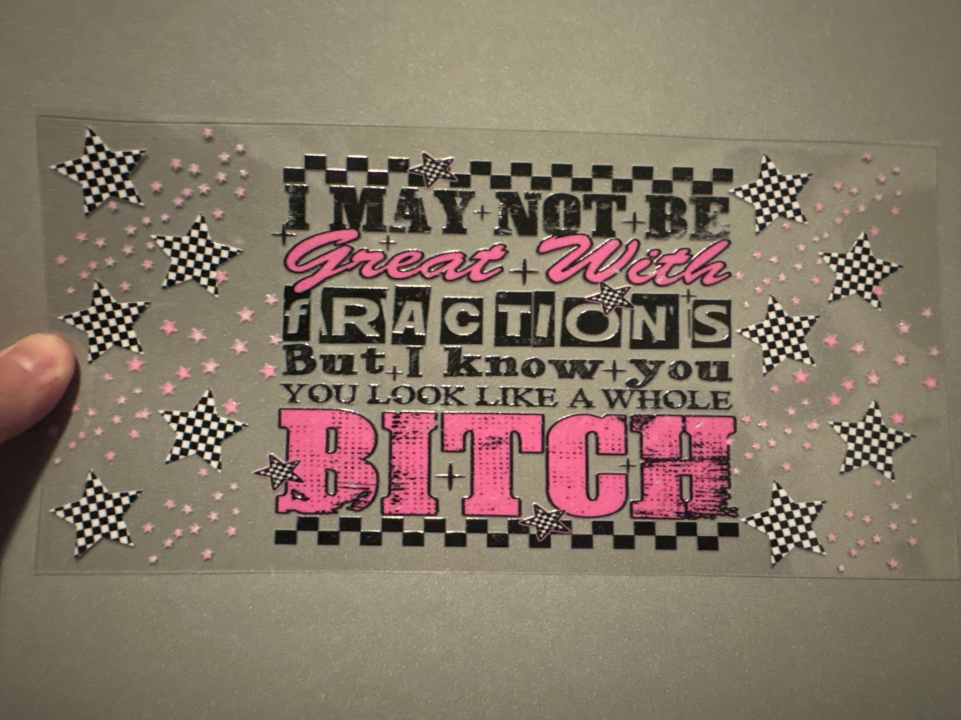 You look like a whole b*tch, checkered stars