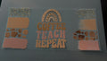 Coffee, teach, repeat, rainbow, gold cheetah print sides