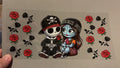 Jack & sally, backwards hat, black & red roses