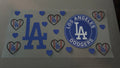 Los Angeles Dodgers with blue hearts & baseball hearts