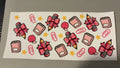 Notebooks, pencils with bows, apples, paperclips, stars