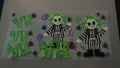Stitched Beetlejuice, bugs, purple swirls