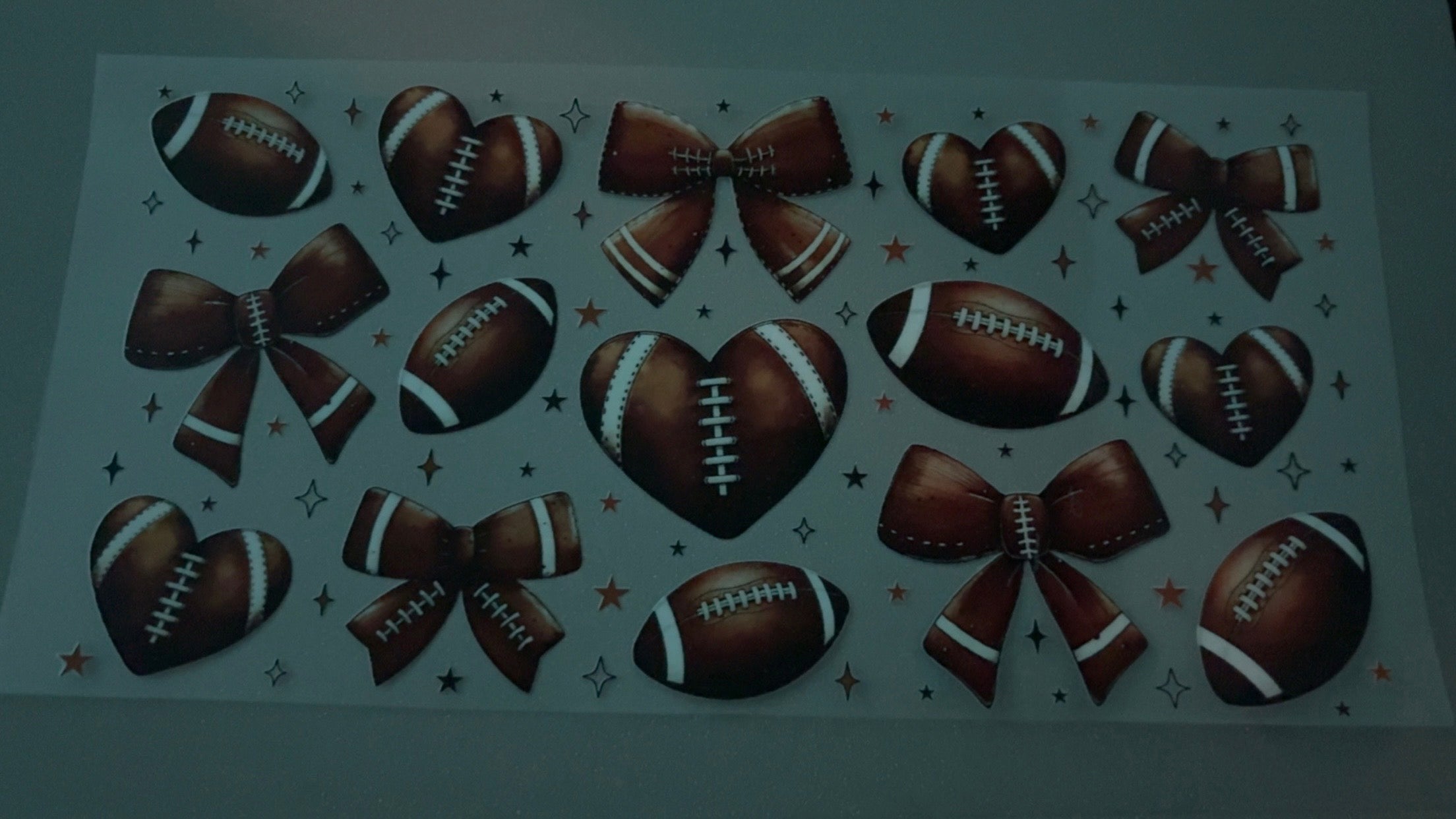 Football hearts, football bows, footballs & stars