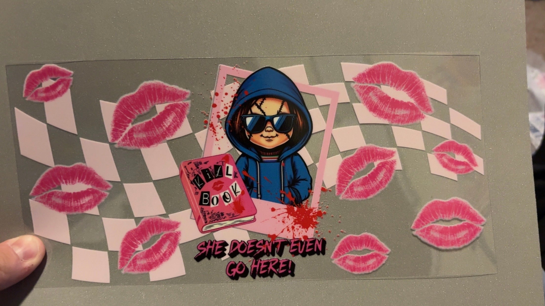 She doesn't even go here, chucky, kiss lips