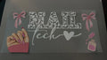 Nail Tech, hand, pink bows, pink nail polish