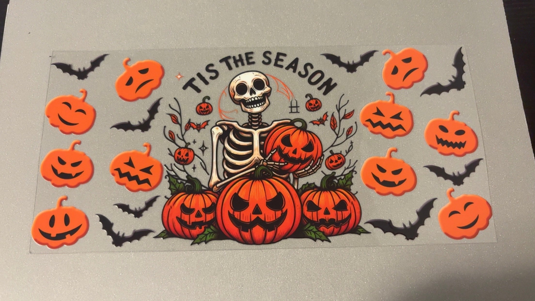 Tis the season, skeleton, pumpkins & bats