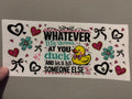 Whatever life throws at you, duck, flowers, hearts & ribbons