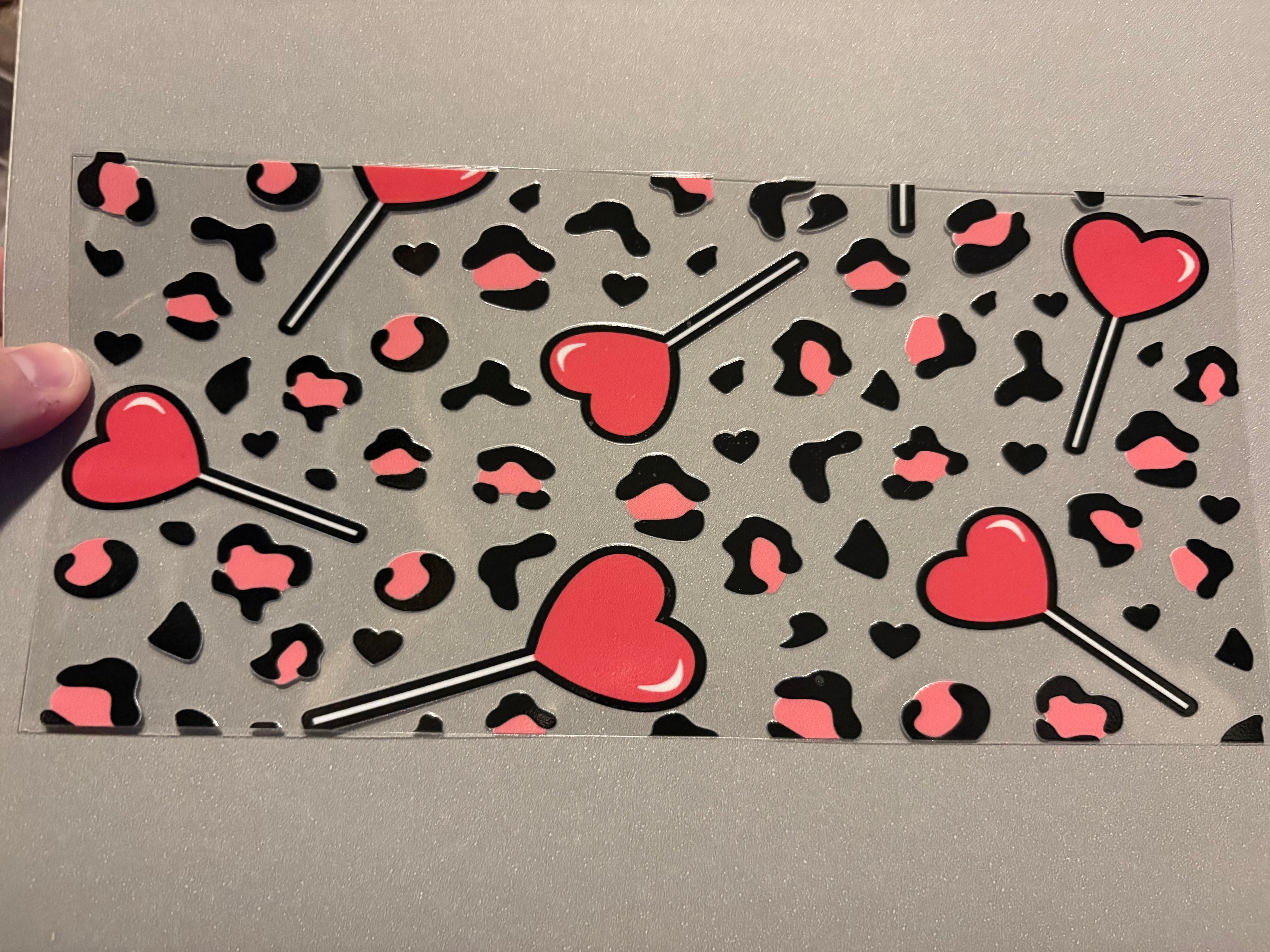 Heart lollipops, pink cheetah print