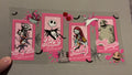 Pink, trio of kids, jack, sally, oogie boogie, pink paint splats