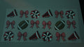Red cheer pompoms, Red bows & footballs
