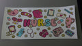 Nurse, clipboards, scrubs, stanley, gloves, flowers, pills