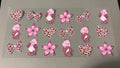 Pink Cheetah bows, flowers & carebears