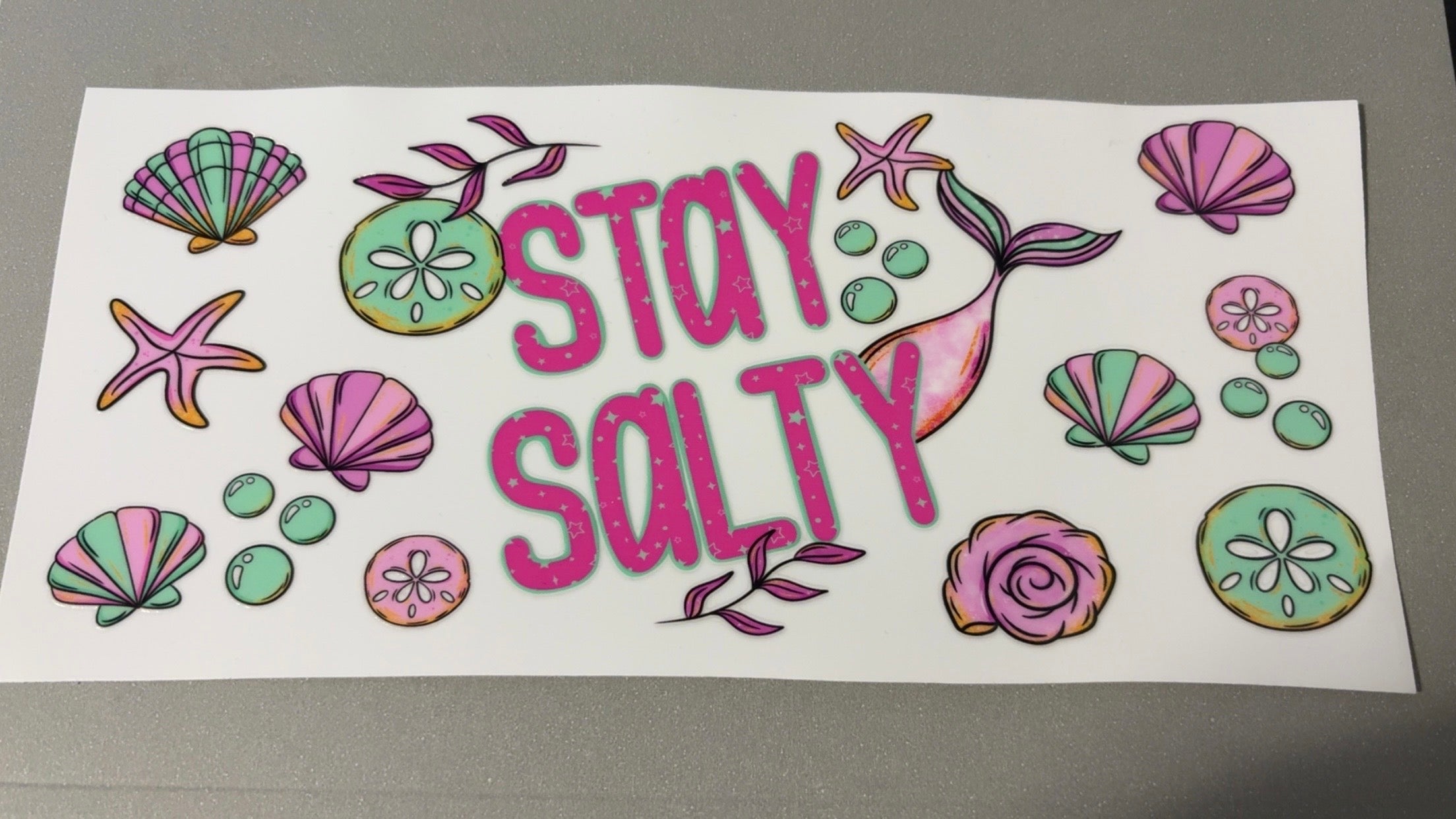 Stay Salty, colorful shells, mermaid tail