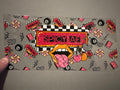 Spicy AF, pink checkered tongue, checkered hearts, 8 balls