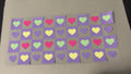 Hearts, purple checker board