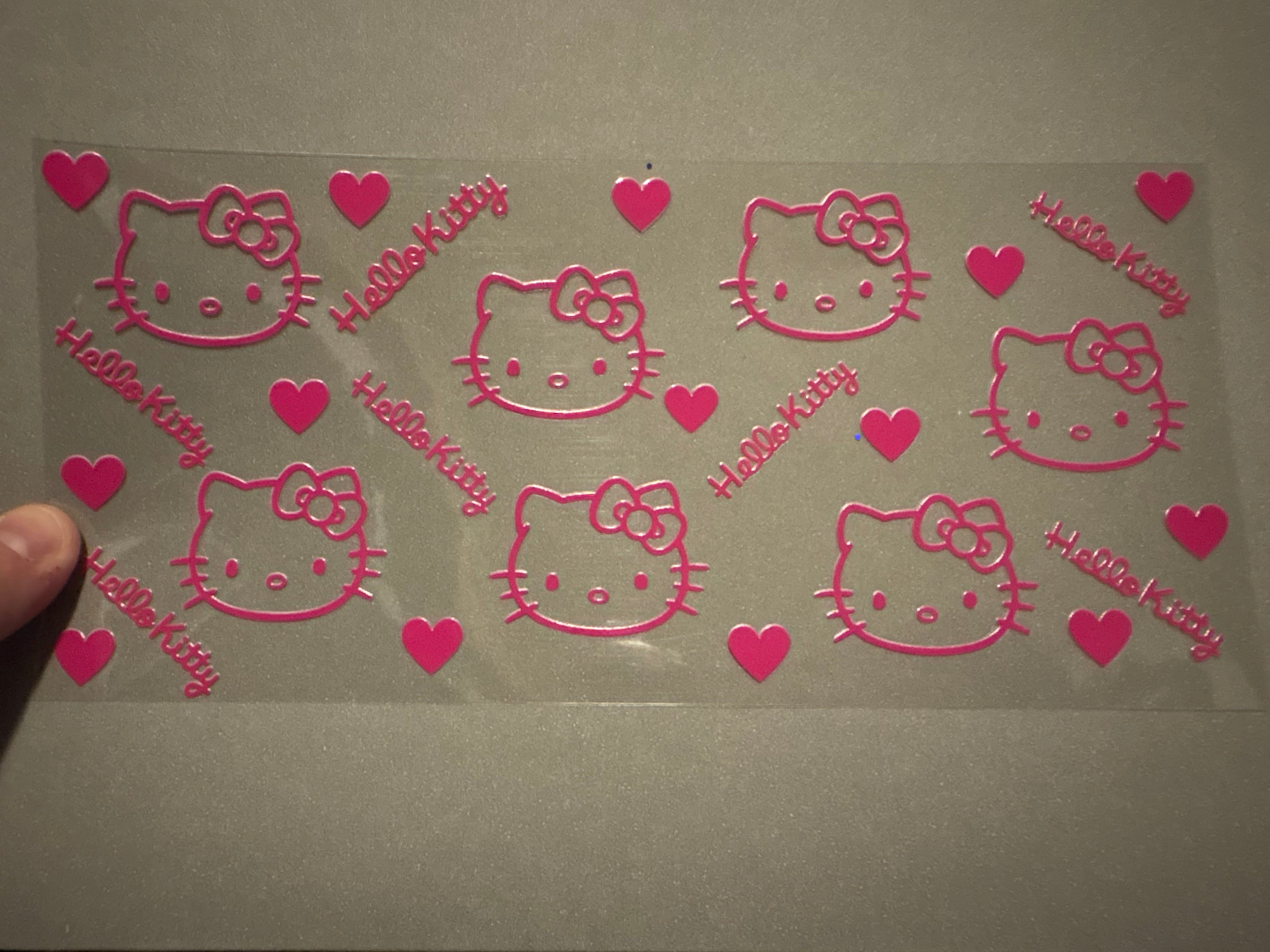 Pink Hello Kitty head, pink hearts
