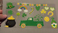 Green truck, pot of gold, rainbow, gnome