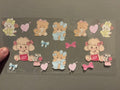Precious moments bears & dogs, pink & blue bows