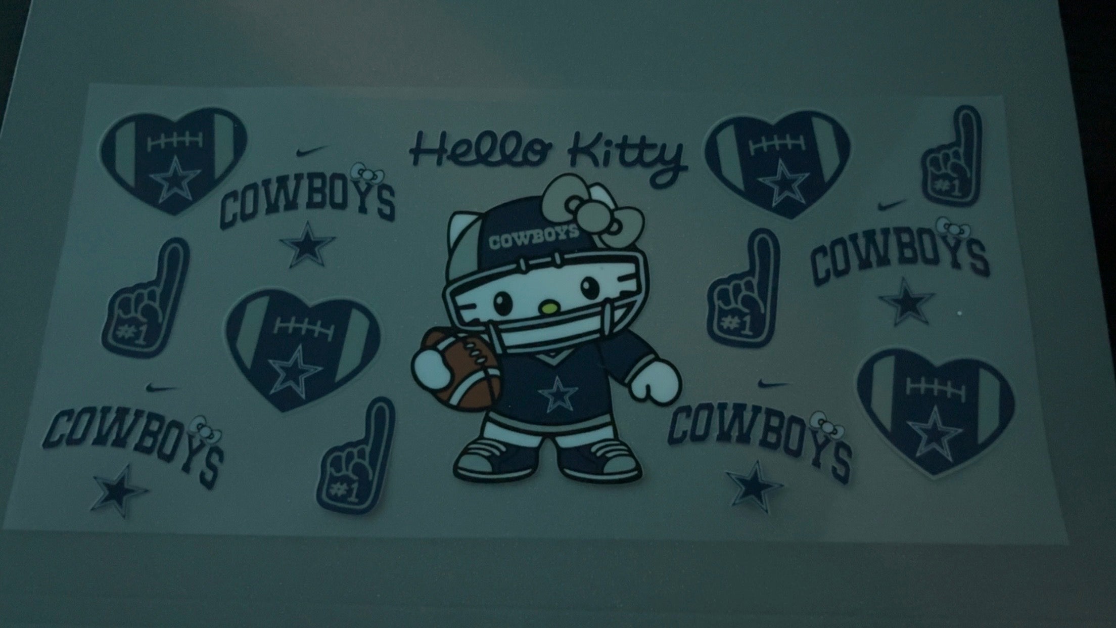 Cowboys Hello Kitty with football hearts