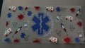 EMT logo, ambulances, blood splats
