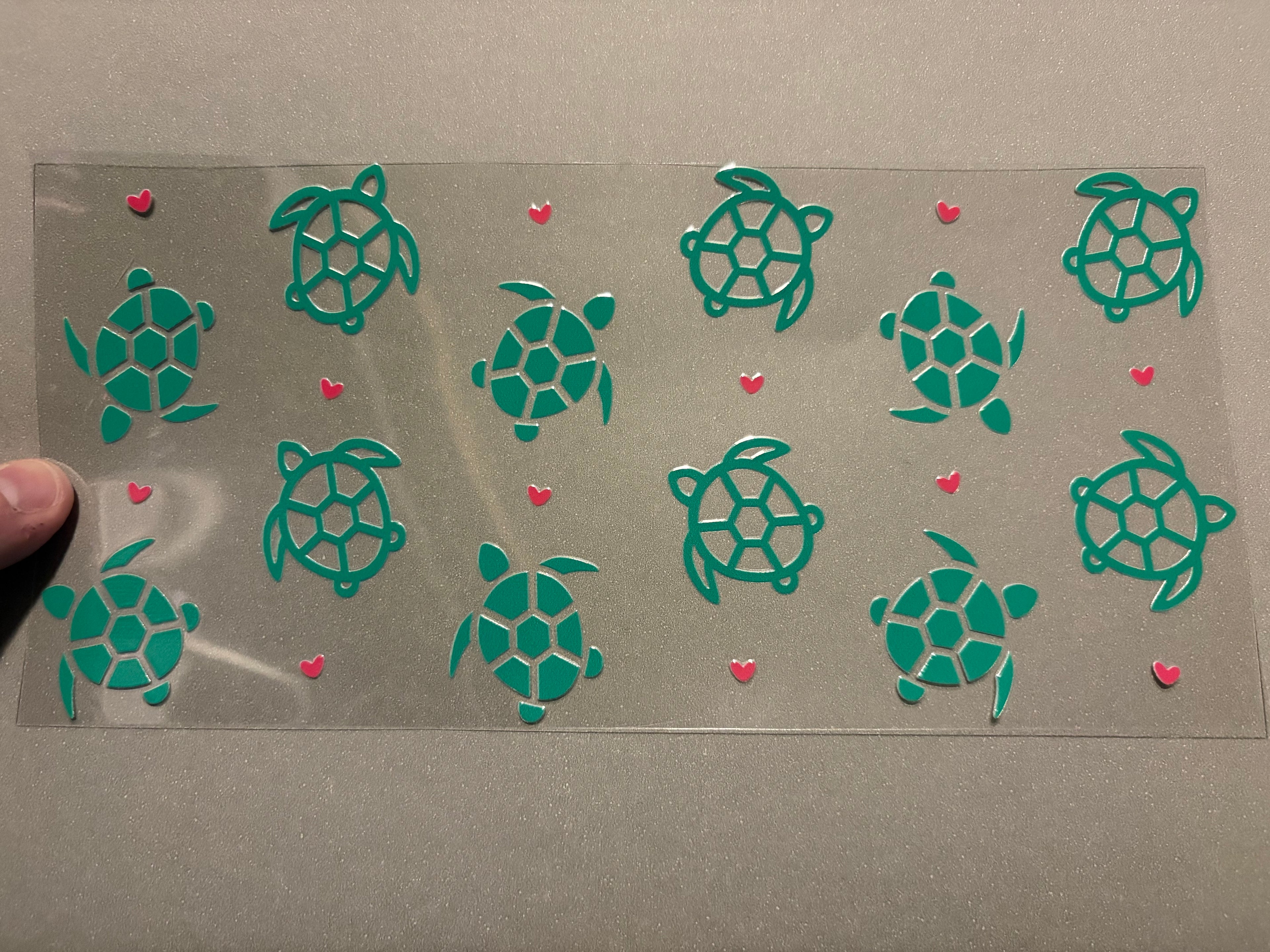 Turtles with pink hearts