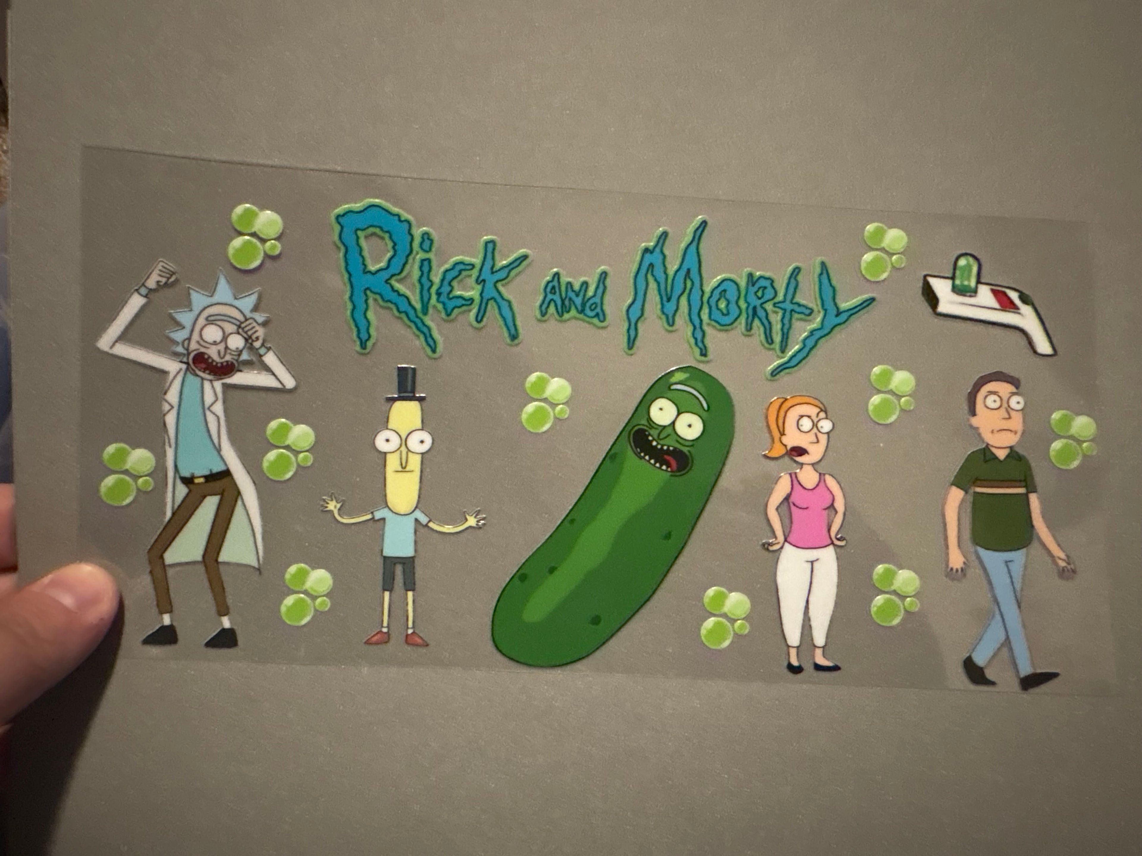 Rick & Morty with green bubbles