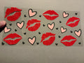 Red kiss lips, pink hearts