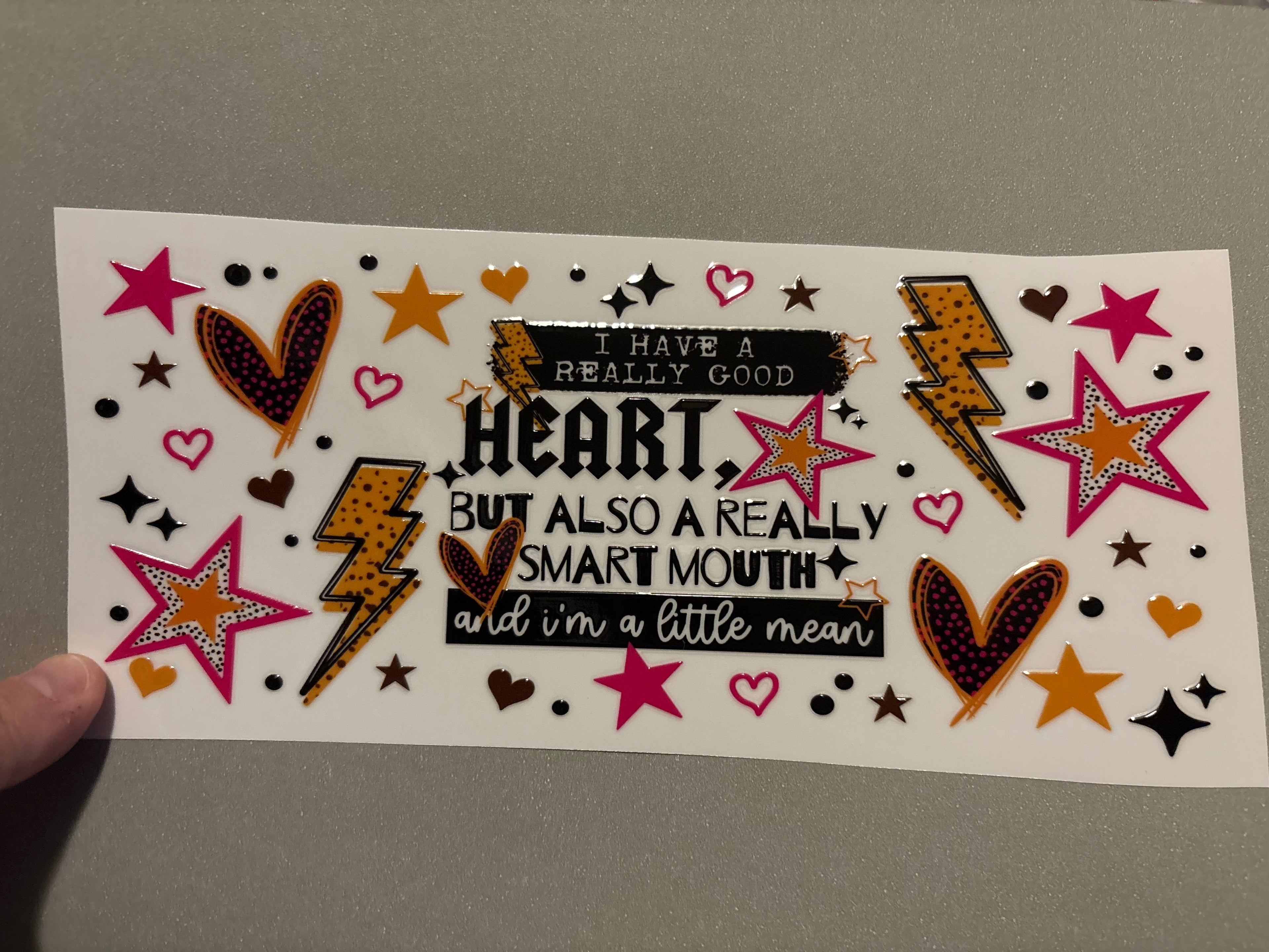 Really good heart, really smart mouth, stars, hearts, lightning