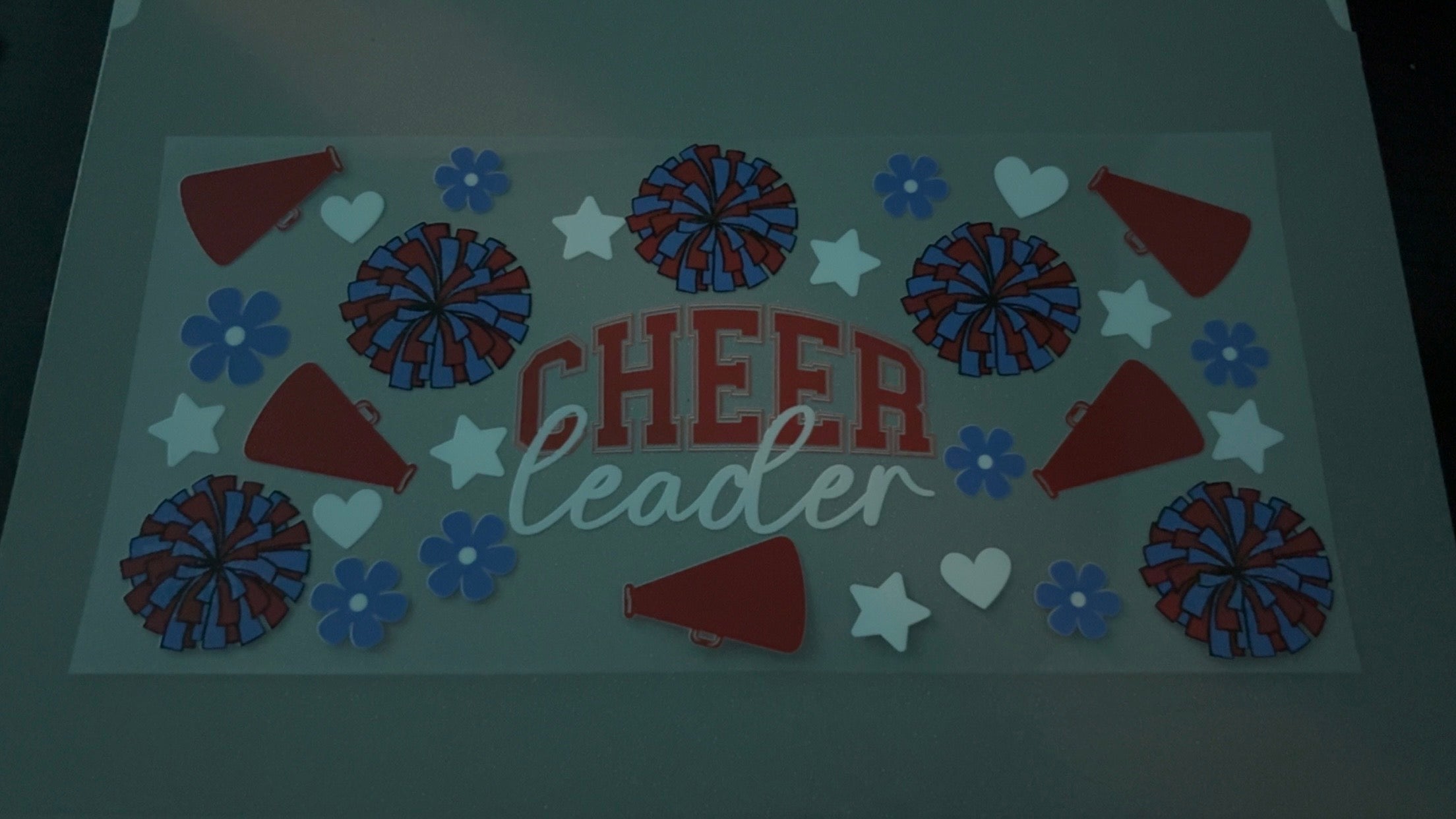 Cheer Leader with red & blue pompoms
