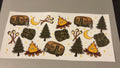 Campers, campfire's, trees, moons, backpacks
