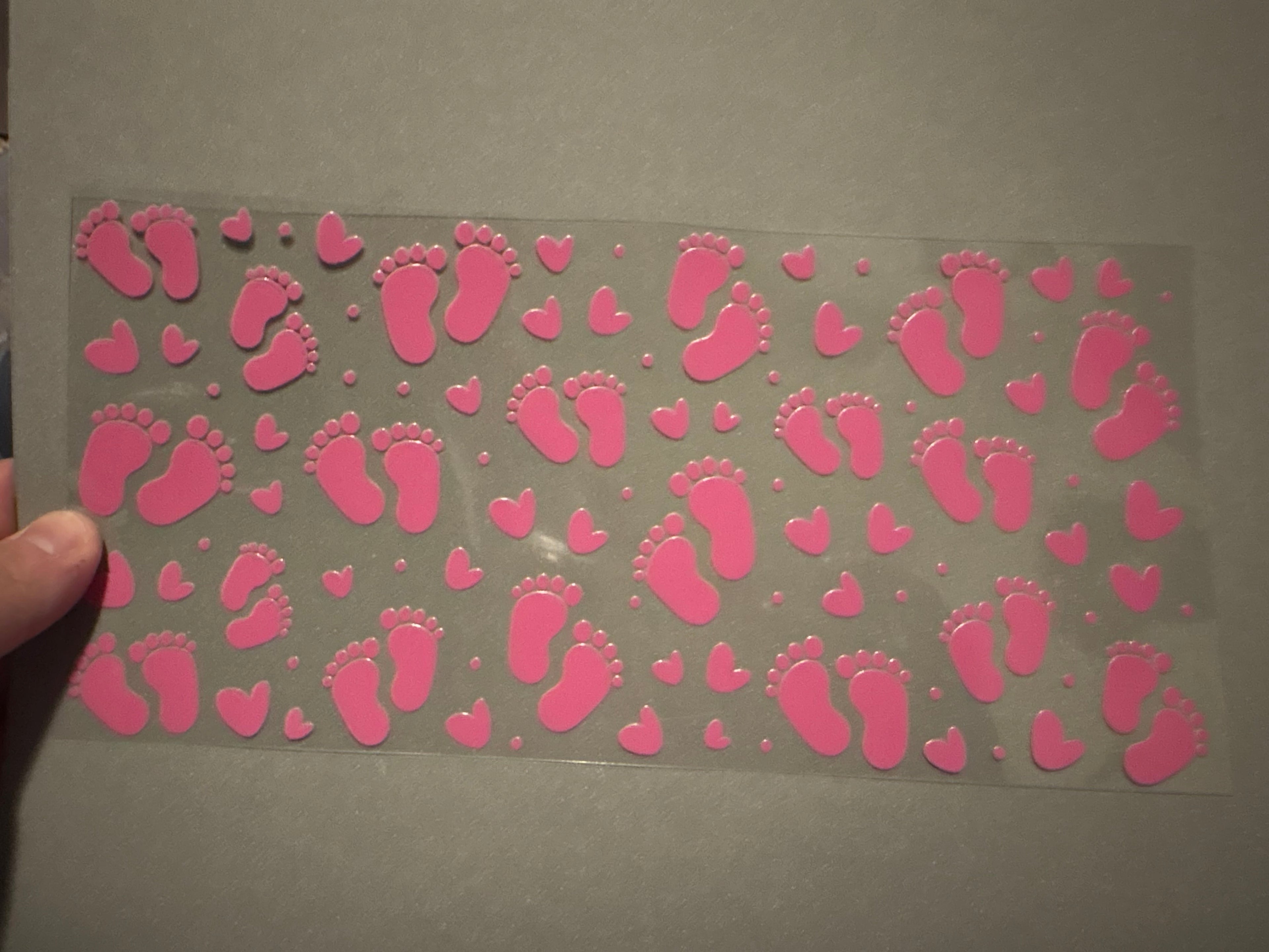 Pink baby feet, pink hearts