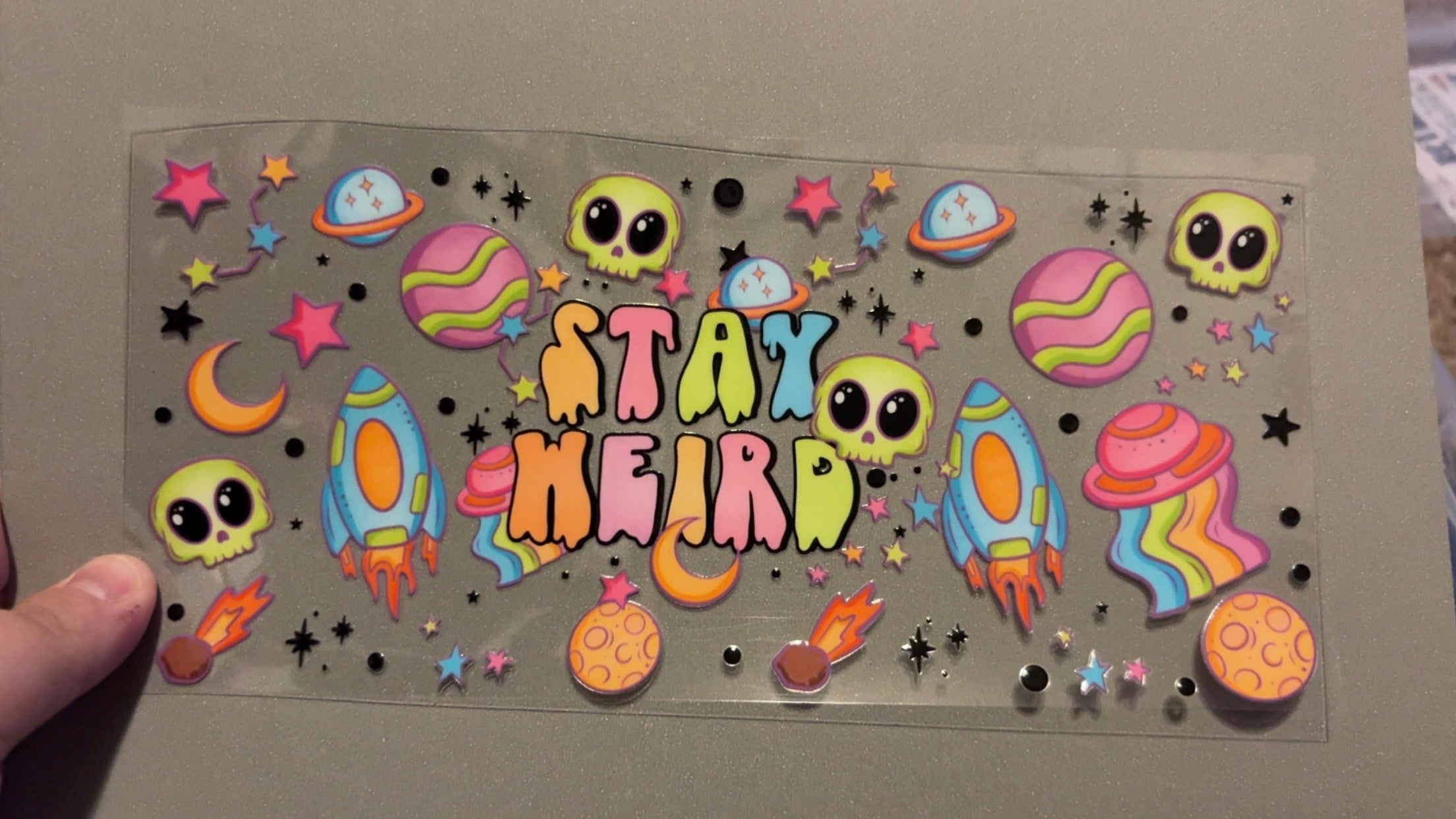 Stay Weird, aliens, spaceships, rocketshipd, stars, moons