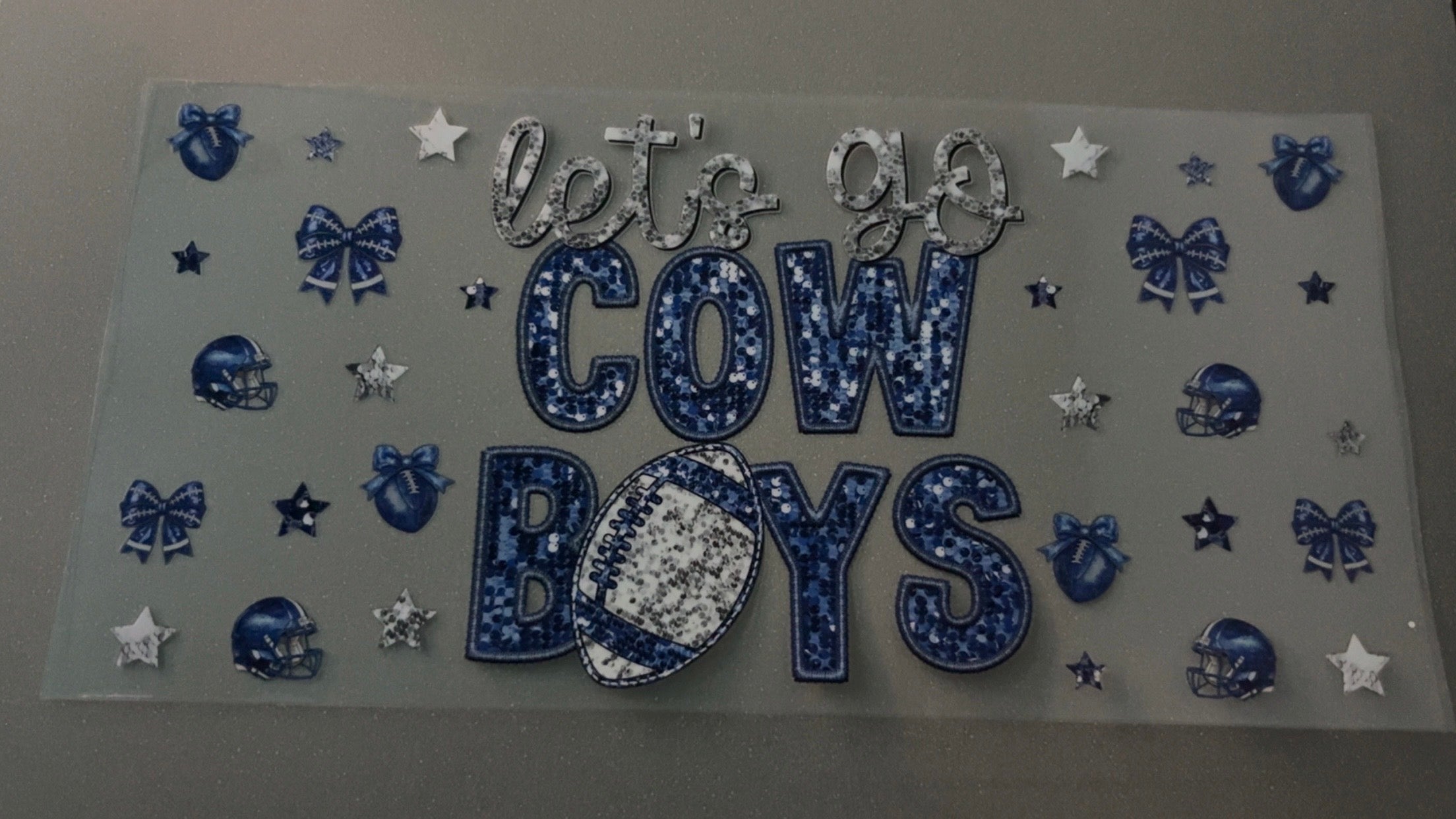 Glitter Let's go Cowboys with stars & bows