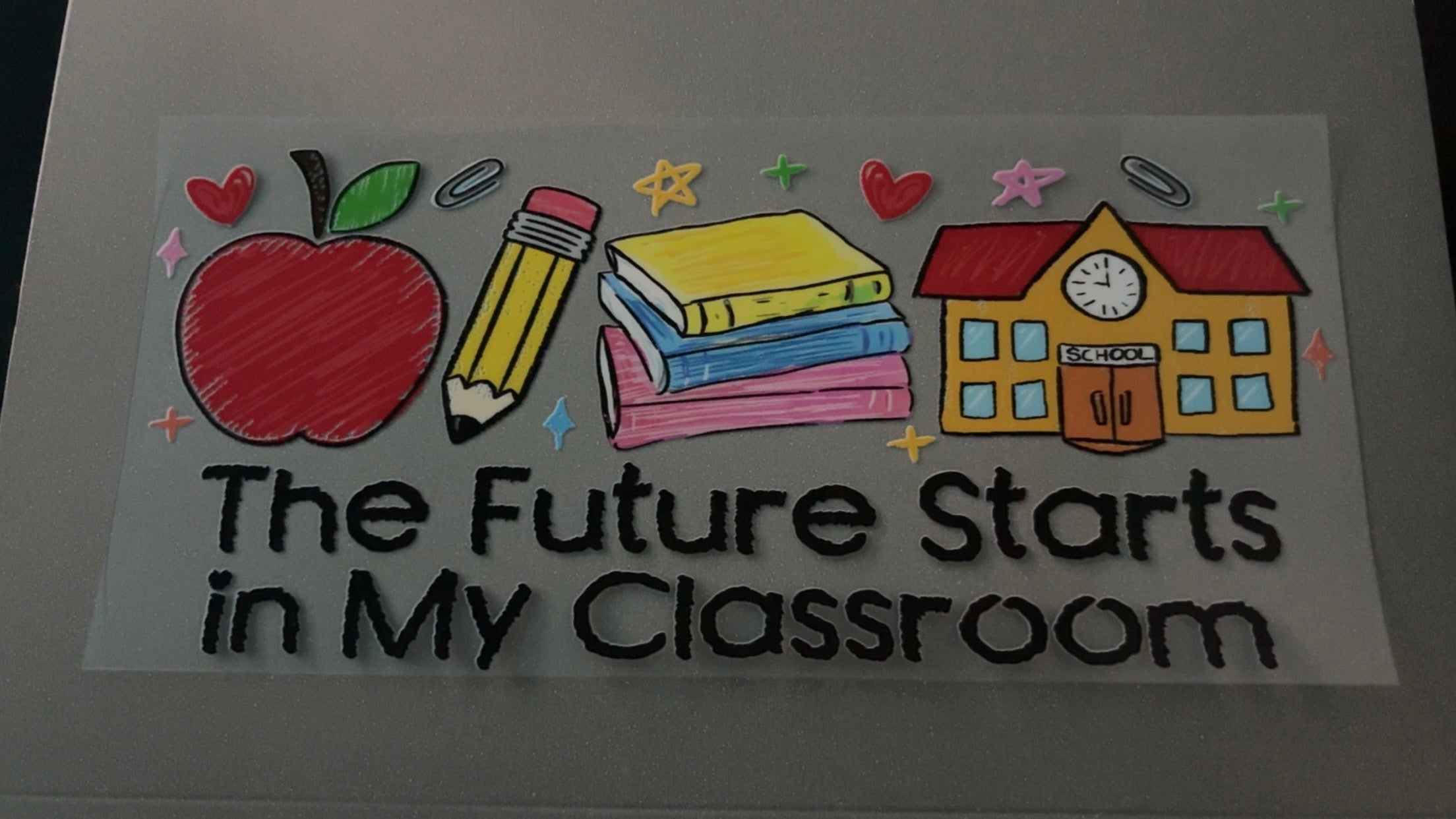 The future starts in my classroom, apple, pencil, books, school